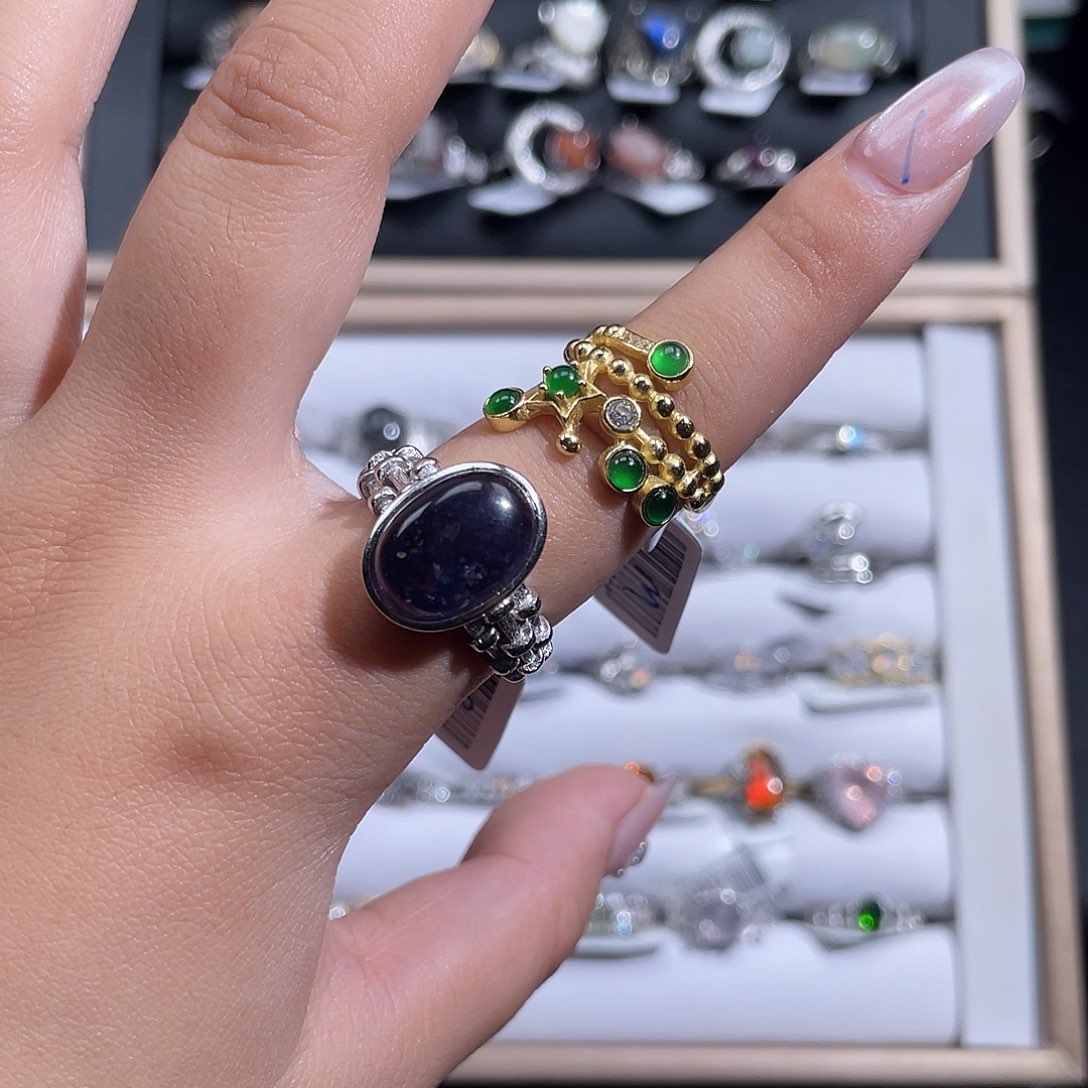 银S925镶嵌戒指水晶园****雀