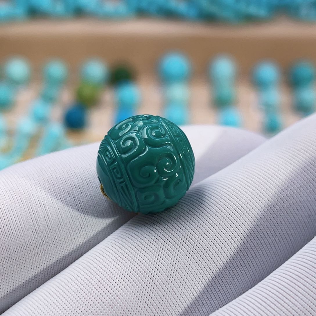 绿松石珠宝奇石未镶嵌12.9mm