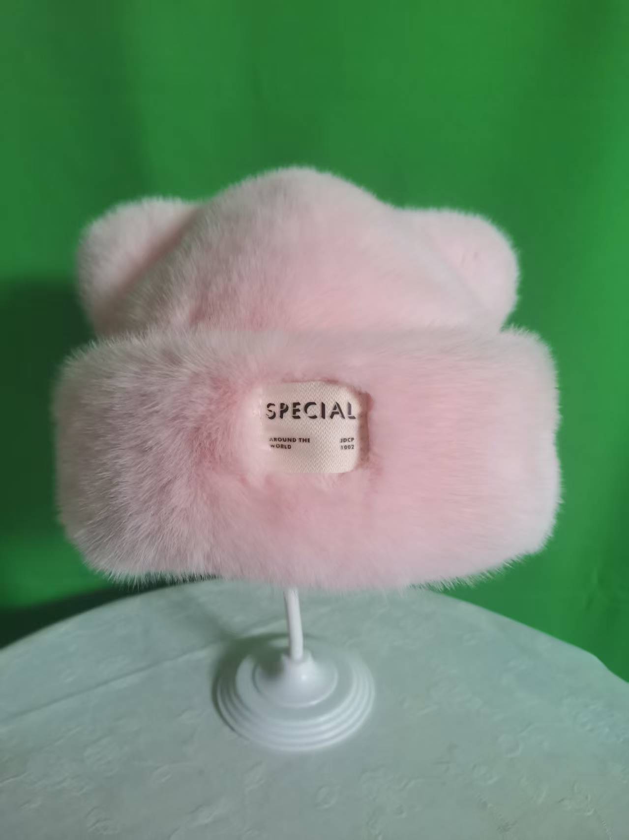 无檐极简风小精灵冬季百搭防风帽子锥形顶毛绒亲子公主风