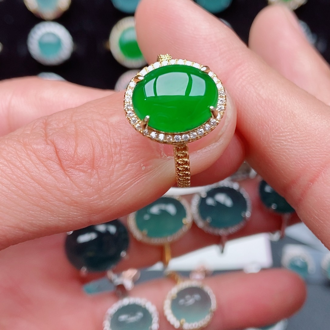 翡翠戒指银S925镶嵌 08545218