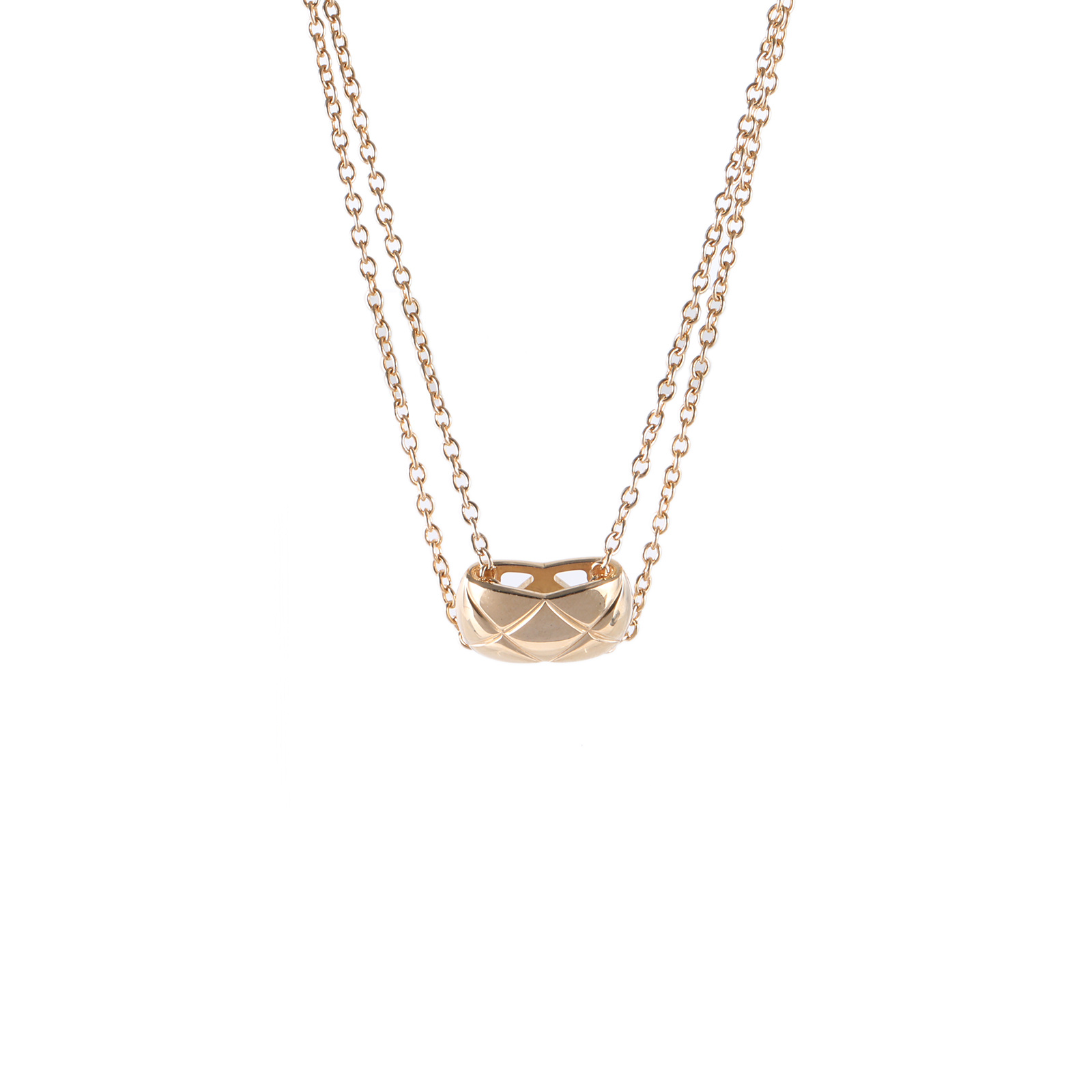 99新 Chanel/香奈儿 小花6珊 coco crush菱格纹 项链玫瑰金 项链 