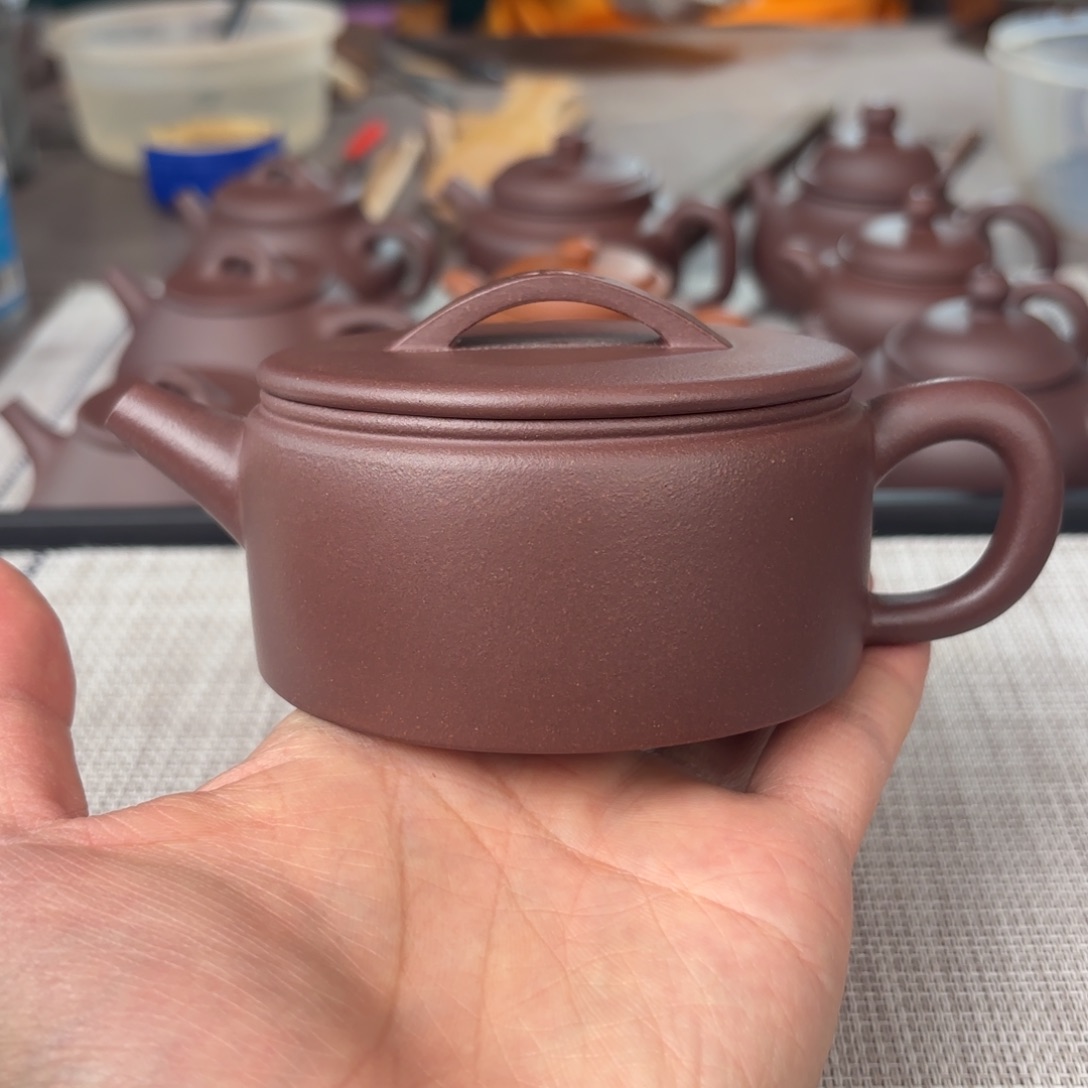 紫砂茶壶微瑕半手工老紫泥汉瓦壶190cc