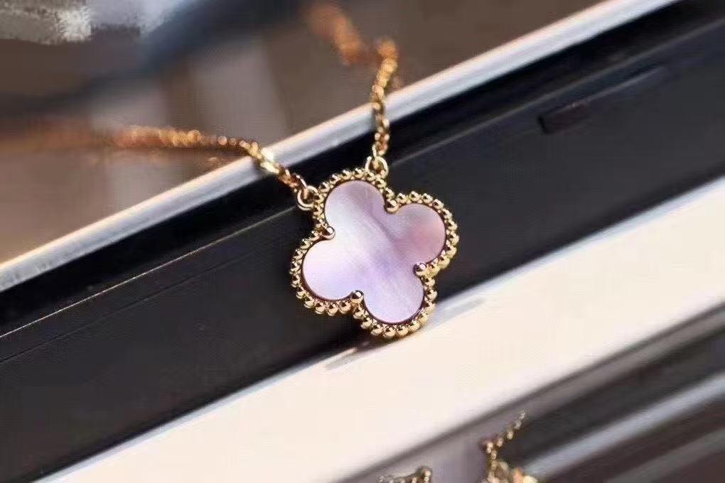 18K 重金版粉贝中号15mm轻奢时尚四叶草项链