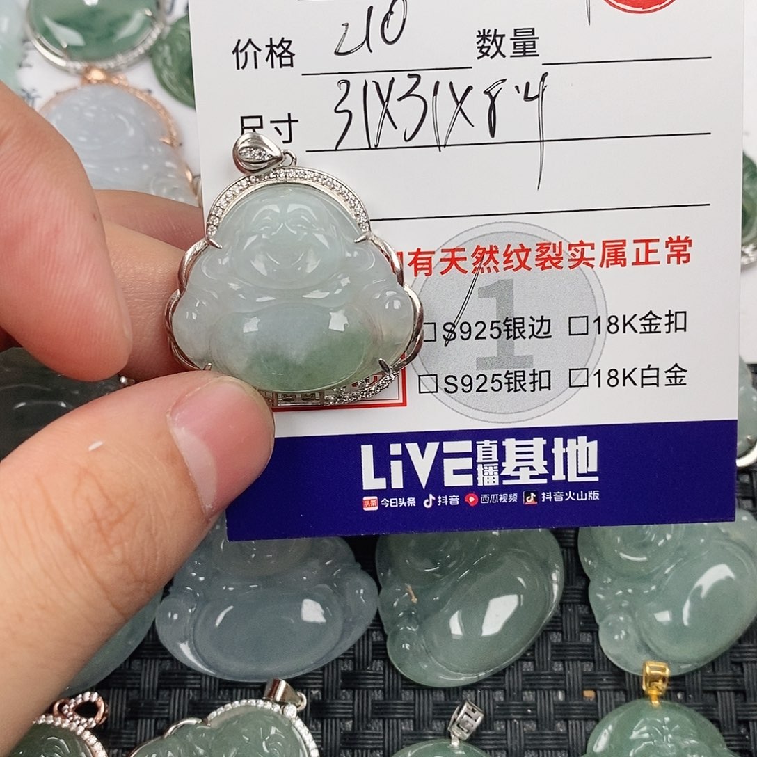 叶***子翡翠银S925镶嵌颈饰