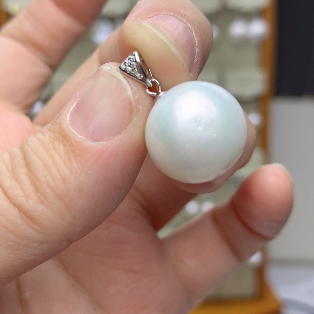 淡水珍珠耳饰银S925镶嵌07