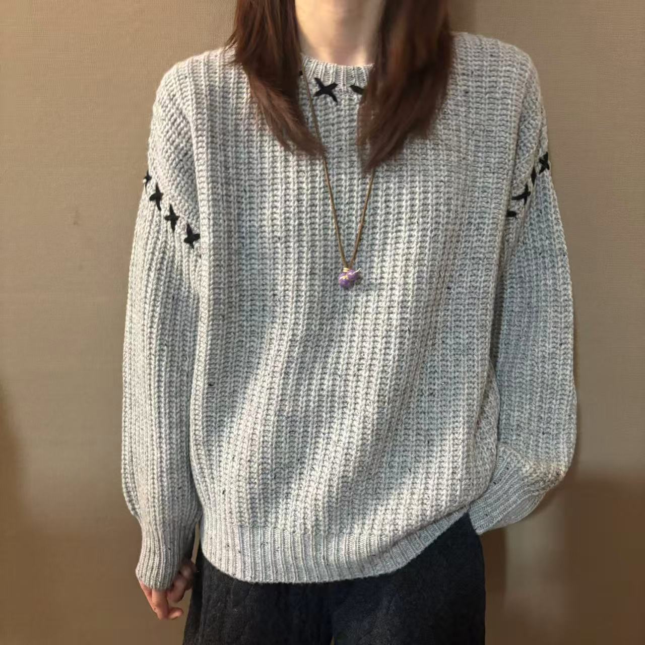 【雷雨灰】落肩显瘦低领羊毛衫