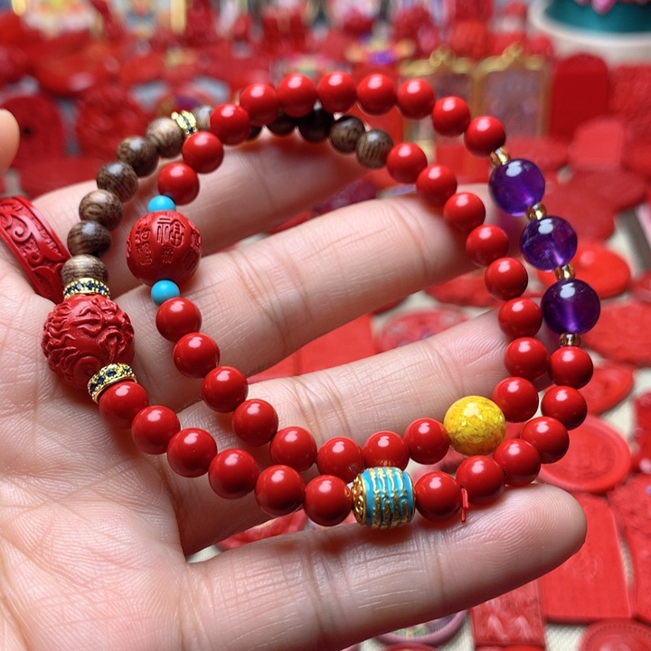 天然辰砂工艺品朱砂手串