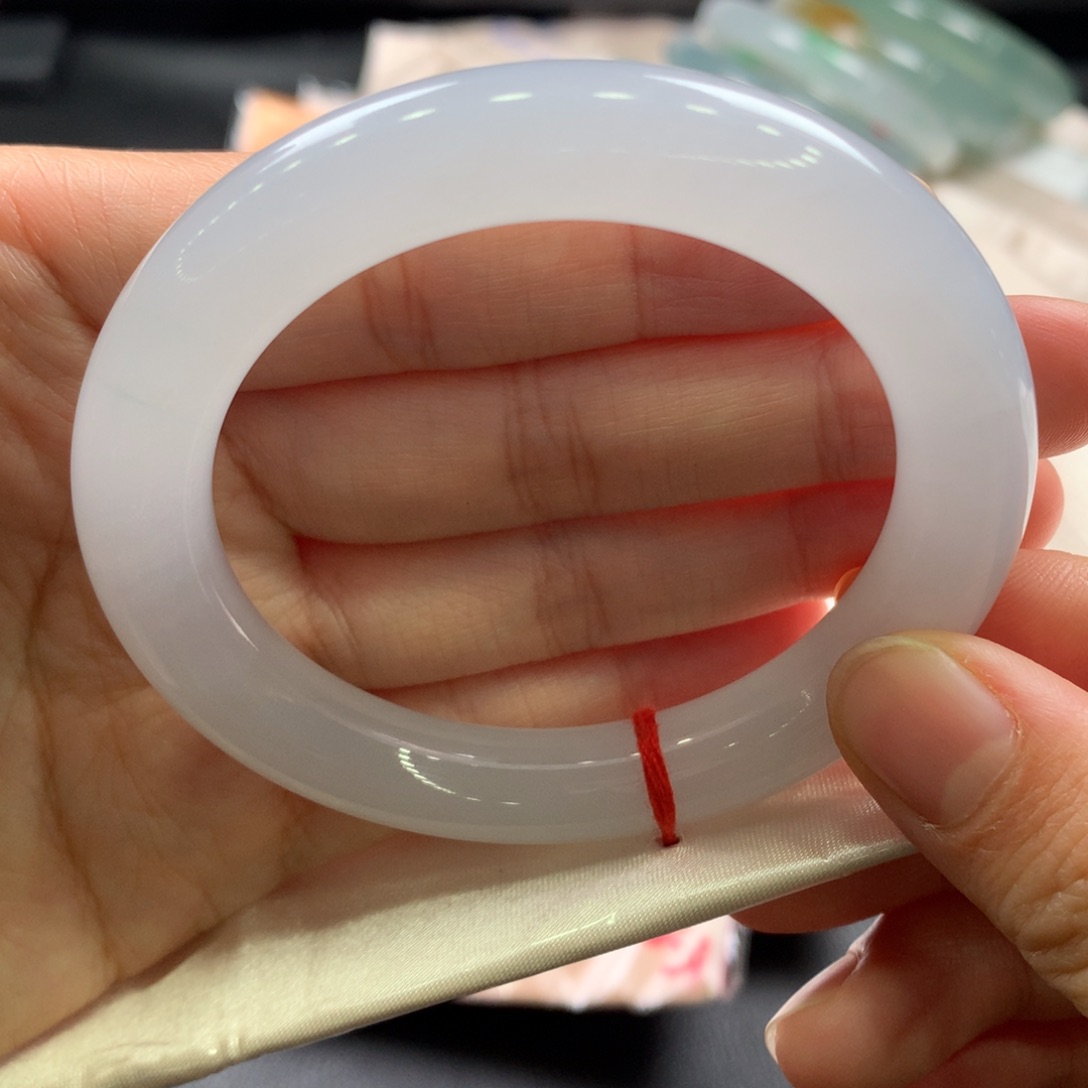 翡翠未镶嵌手镯7号白月光