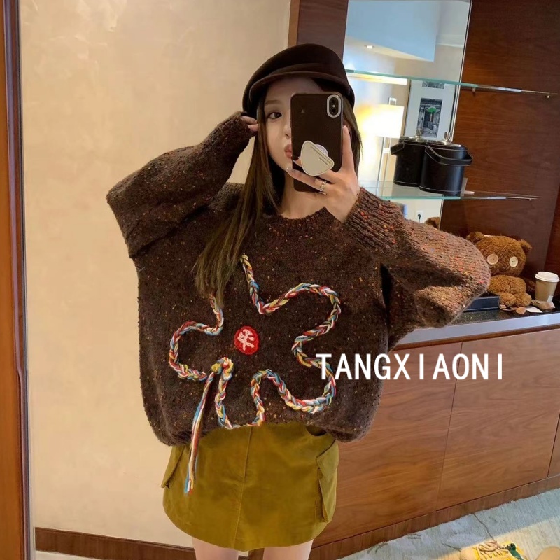 5店【七彩太阳花】棒针彩点点上衣潮牌女装