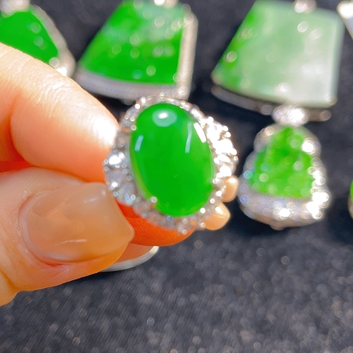 翡翠银S925镶嵌戒指翡翠