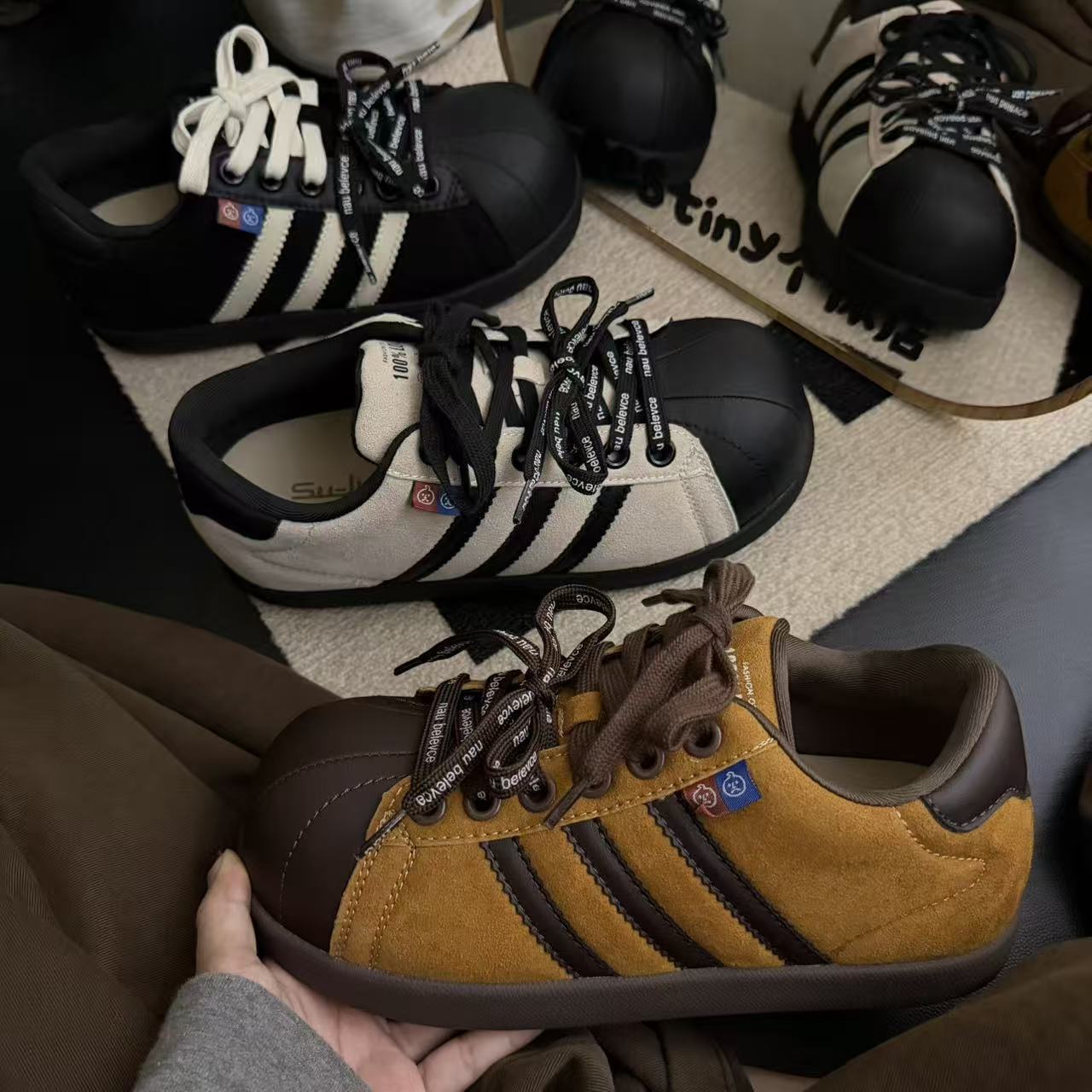 2025年秋季新时尚拼色厚底增高小个子德训鞋设计款外穿女休闲鞋