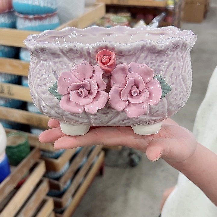 有孔.凑满10元发货多肉陶瓷花盆！