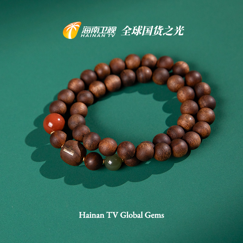 沉香“全球国货之光”芽庄倒架玉化白奇楠手串 10mm 