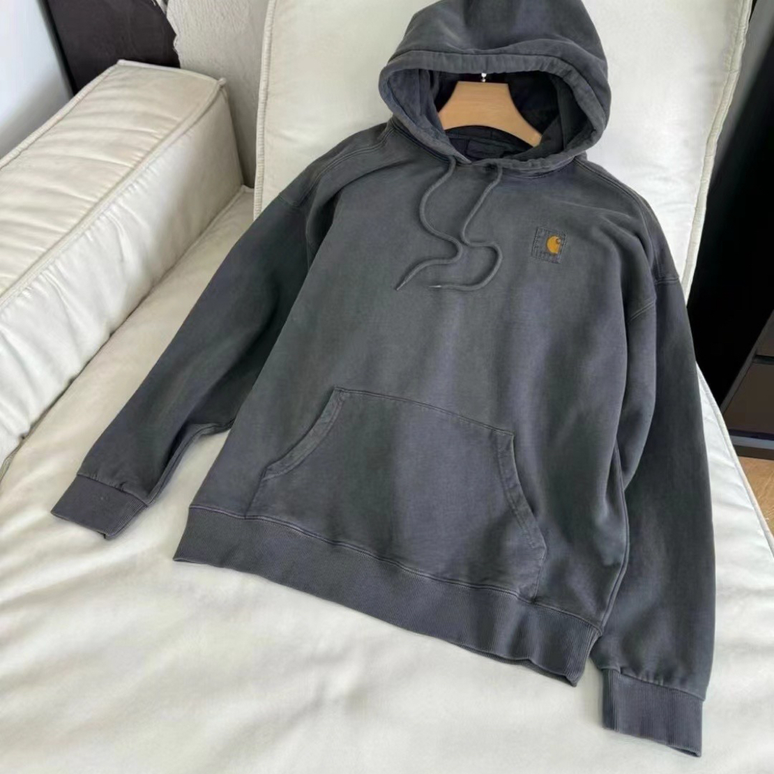 卡家帽衫卫衣 经典小标 重磅水洗 俑棉男女同款