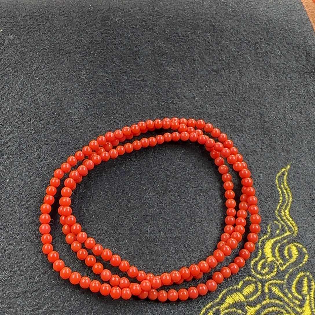 南红玛瑙4mm柿子锦多圈手链未镶嵌