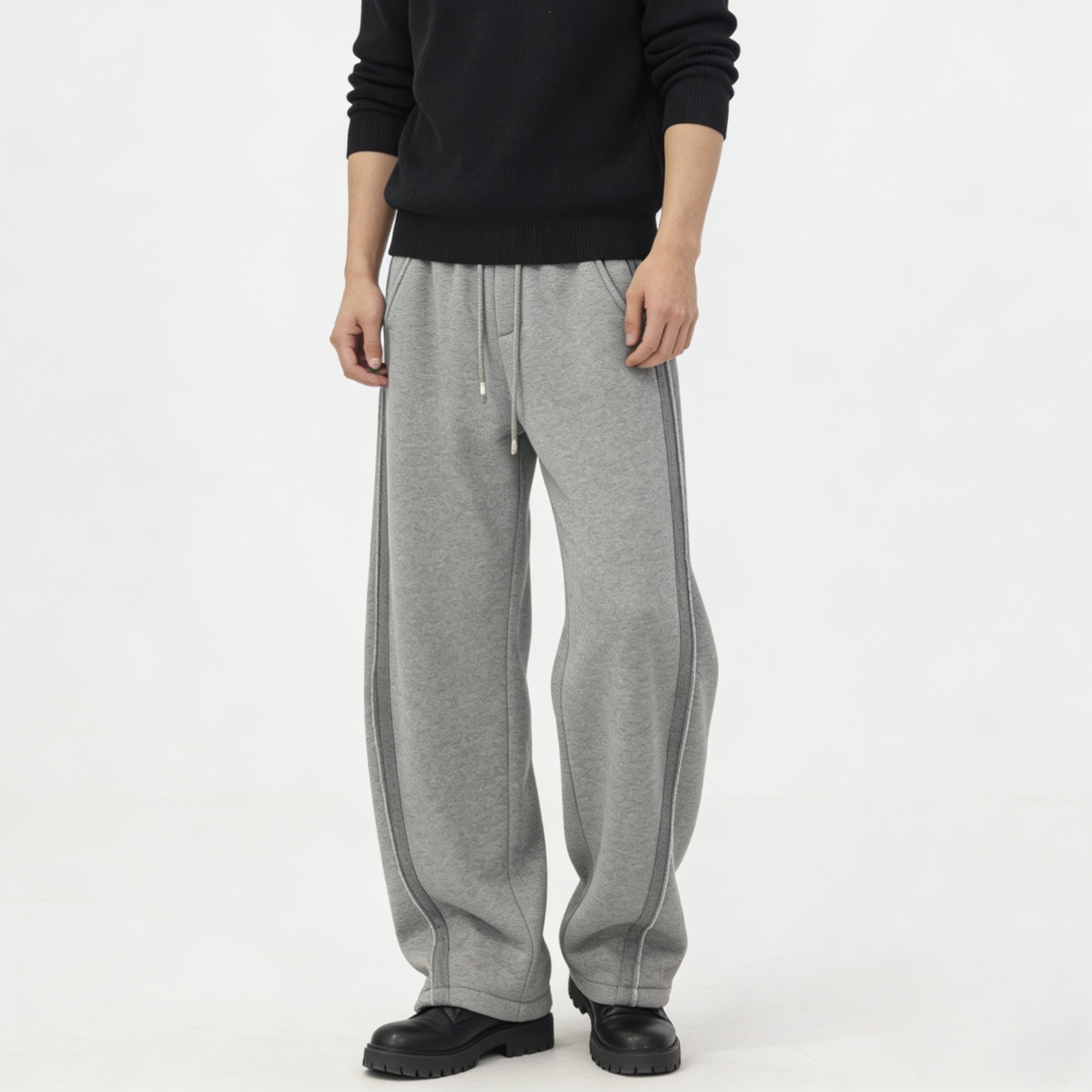 冬季拼接男士加绒卫裤休闲百搭时尚【8113】