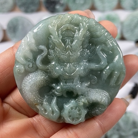 翡翠颈饰未镶嵌龙凤呈祥两面工福利