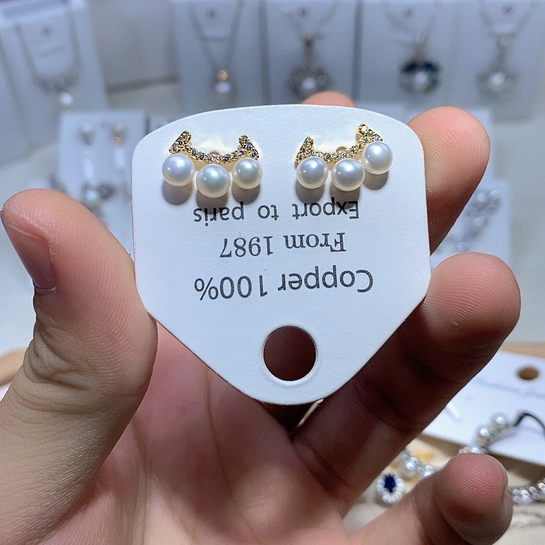 耳坠银S925镶嵌淡水珍珠