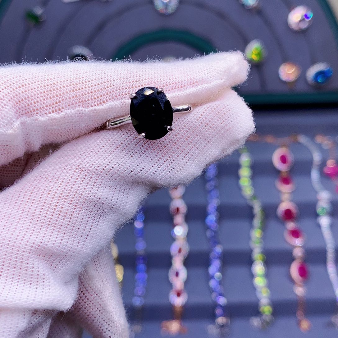 蓝宝石戒指银S925镶嵌