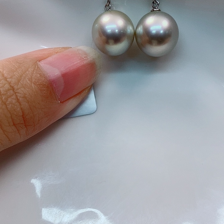 海水珍珠耳饰18K金镶嵌澳白11-12mm