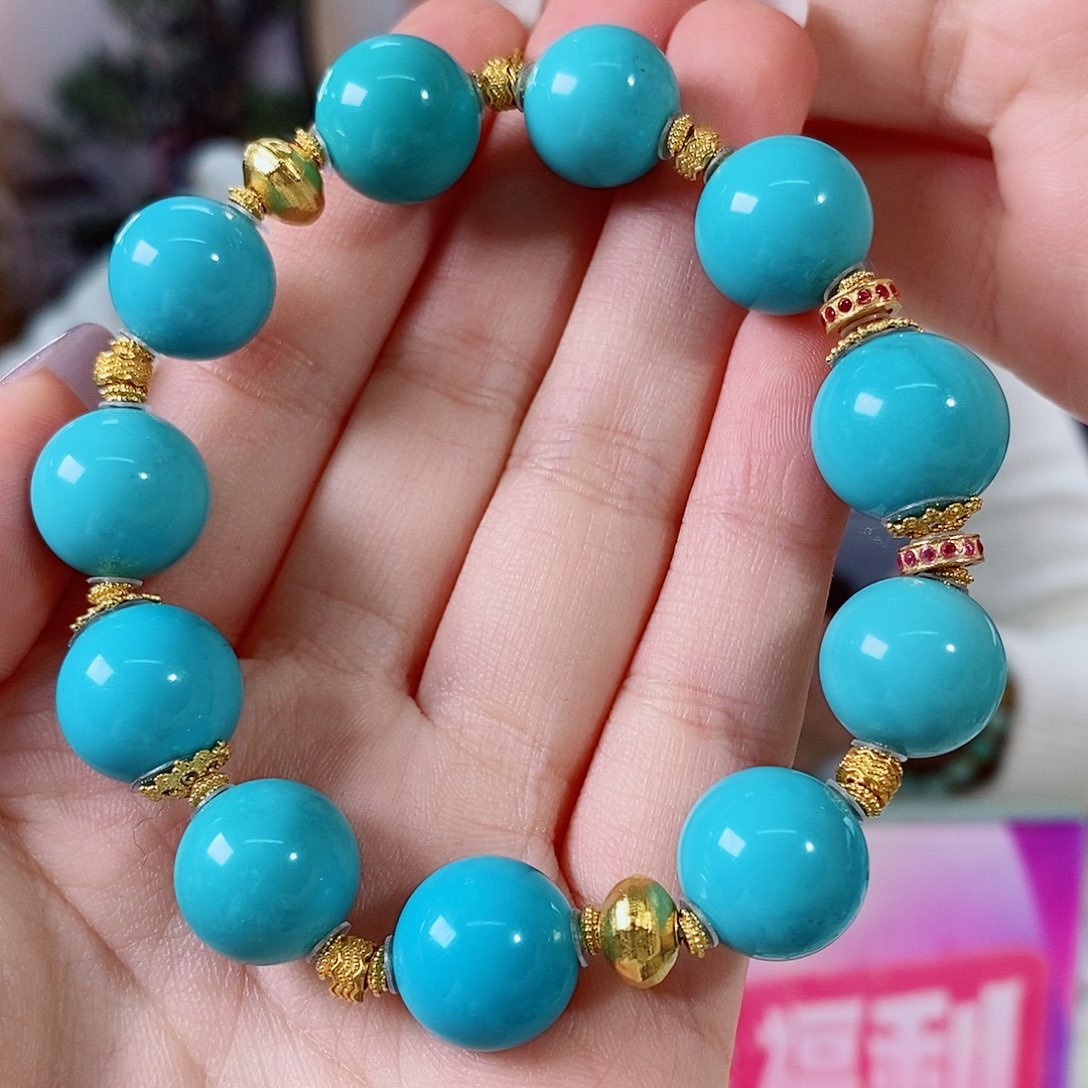 绿松石18K金镶嵌珠宝奇石