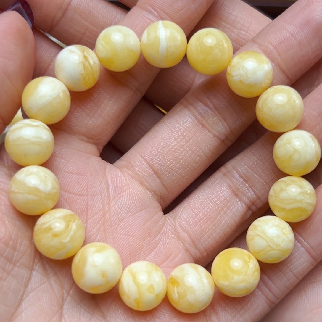 蜜蜡裸石未镶嵌12mm单圈