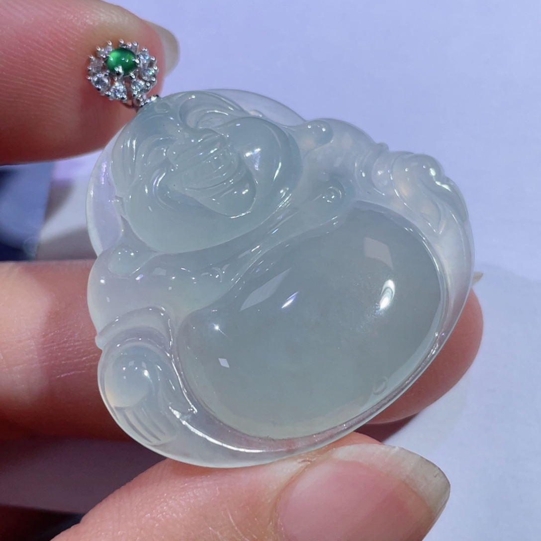 翡翠颈饰18K金镶嵌佛公