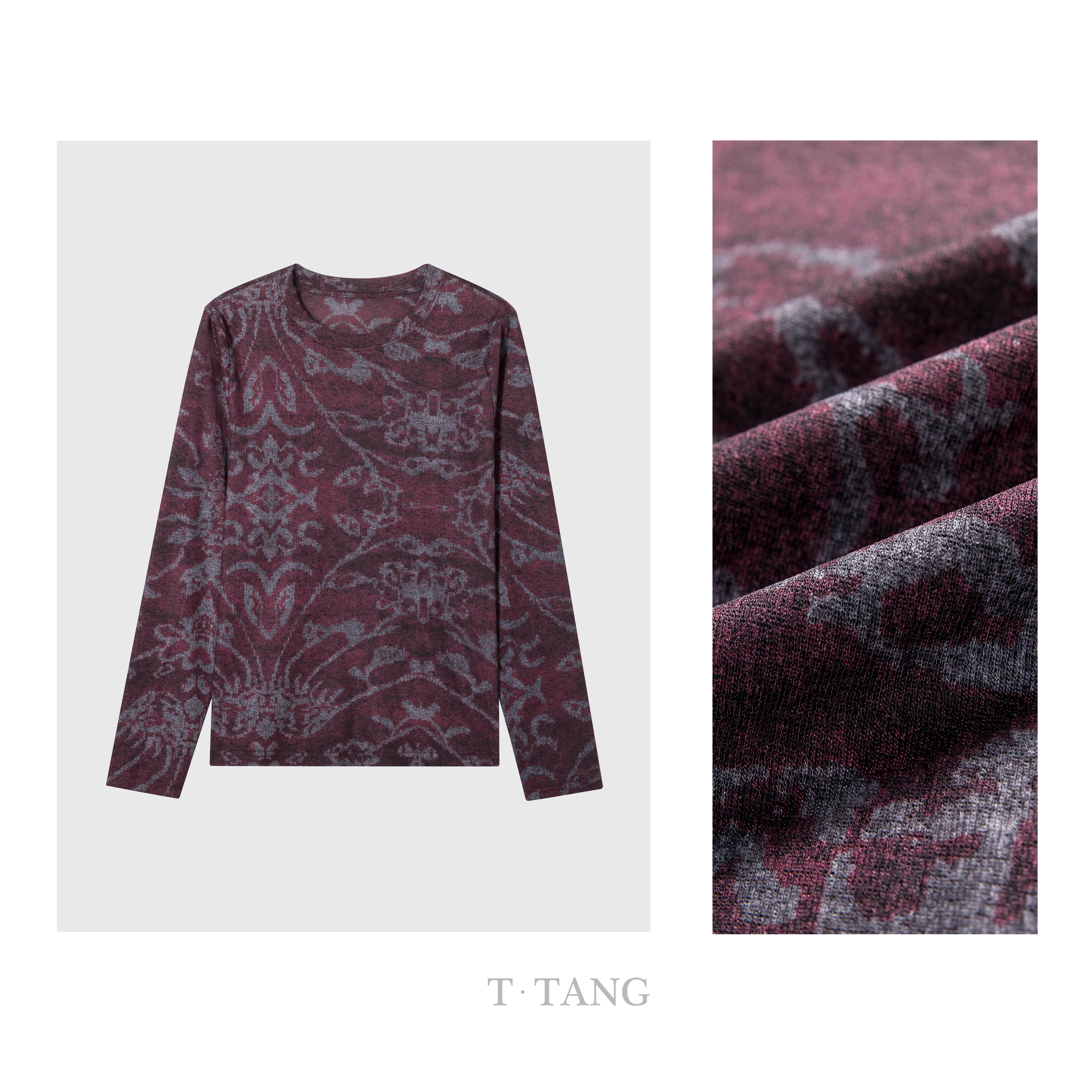 FL秋季100D罗纹竹节冰麻面料双面印花亲肤长袖打底T恤【7218】TT