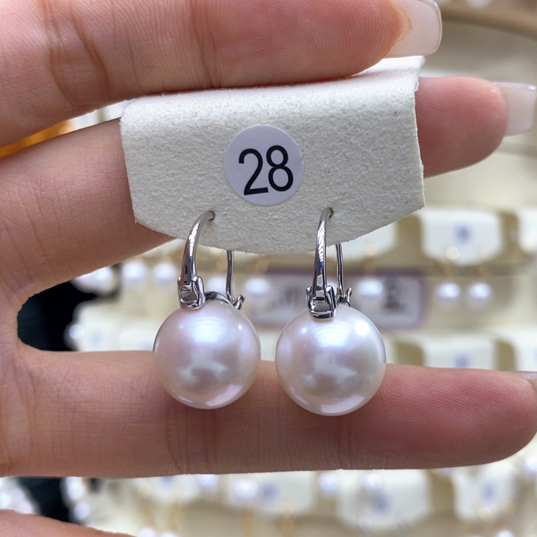 淡水珍珠耳饰银S925镶嵌