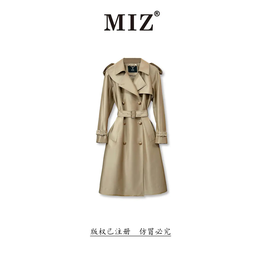 MIZ气质设计师短款高端轻奢双排扣通勤风衣外套女2530103