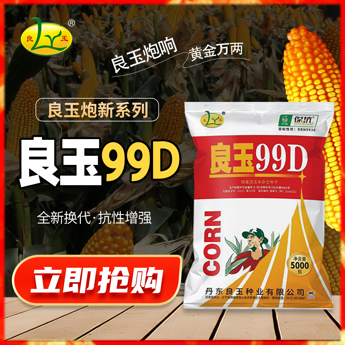 【全款预售】专属丹东良玉良玉炮系列玉米种子良玉炮99D