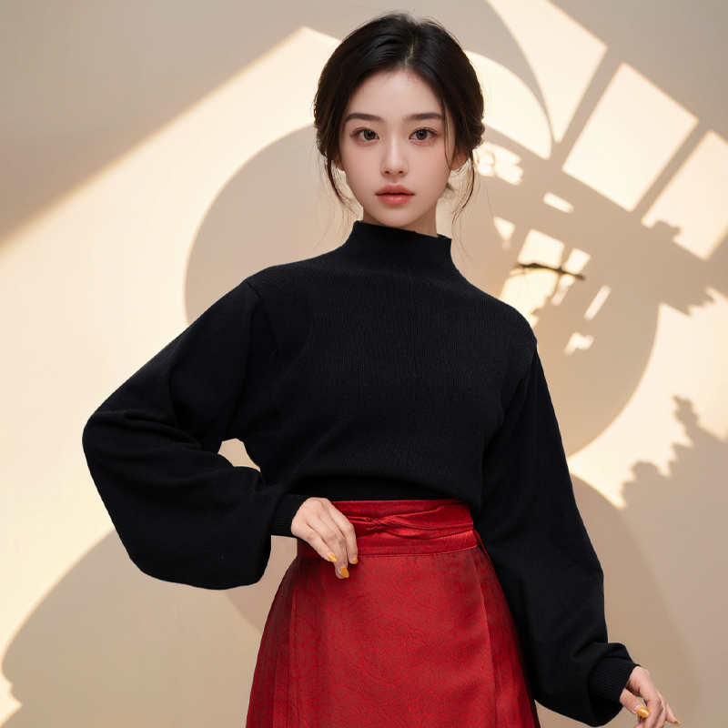 灯笼袖毛衣【潮娇娅】女款秋冬款中国风汉服日常