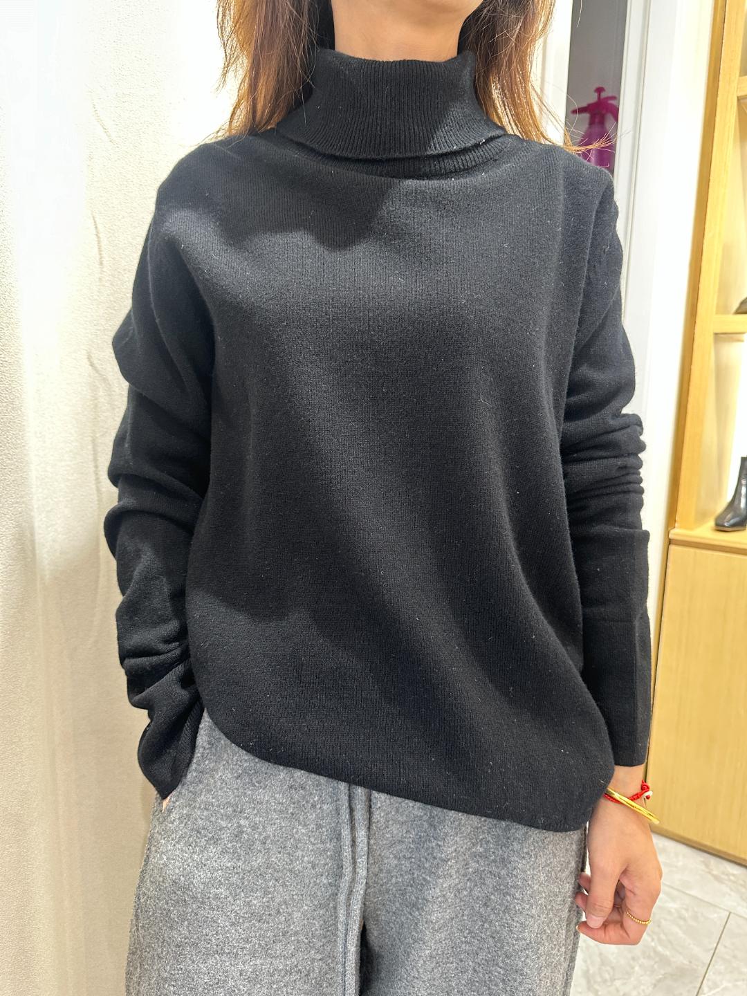 秋冬保暖长袖百分百绵羊毛针织衫纯色高领毛百搭时尚