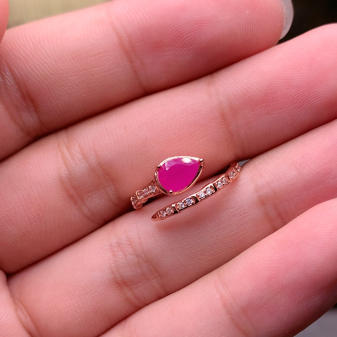 红宝石戒指银S925镶嵌