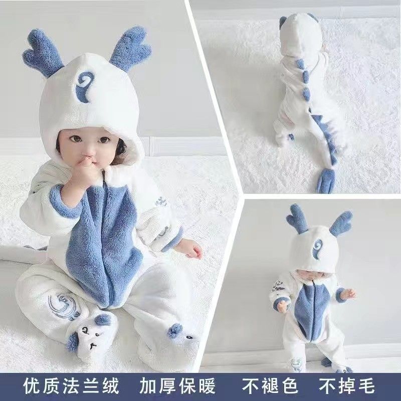 婴儿秋季衣服宝宝春秋外出服高颜值连体衣可爱幼儿外出服超萌炸街