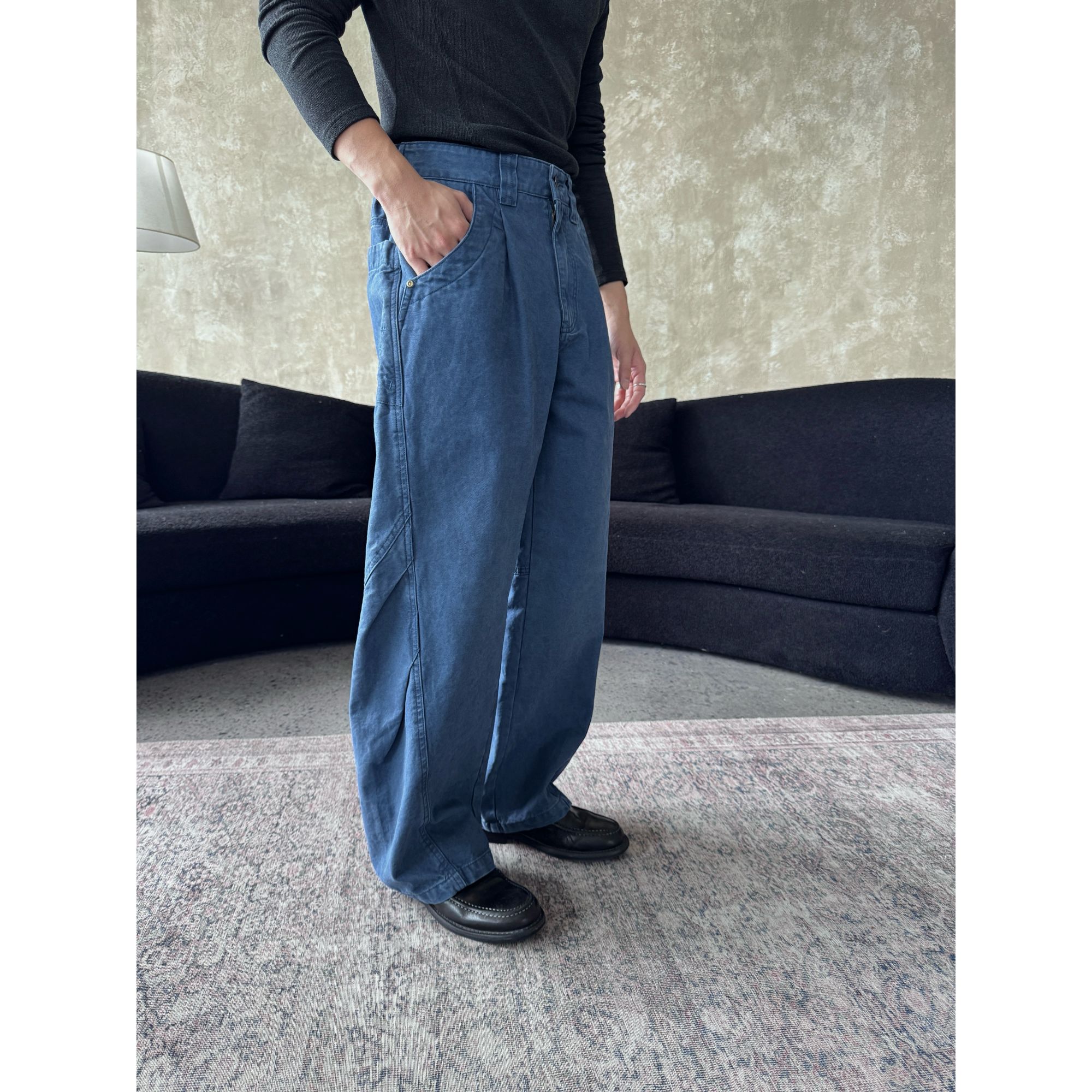 FOURFIRE做旧水洗立体剪裁多褶皱口袋刺绣宽松慵懒感工装休闲裤