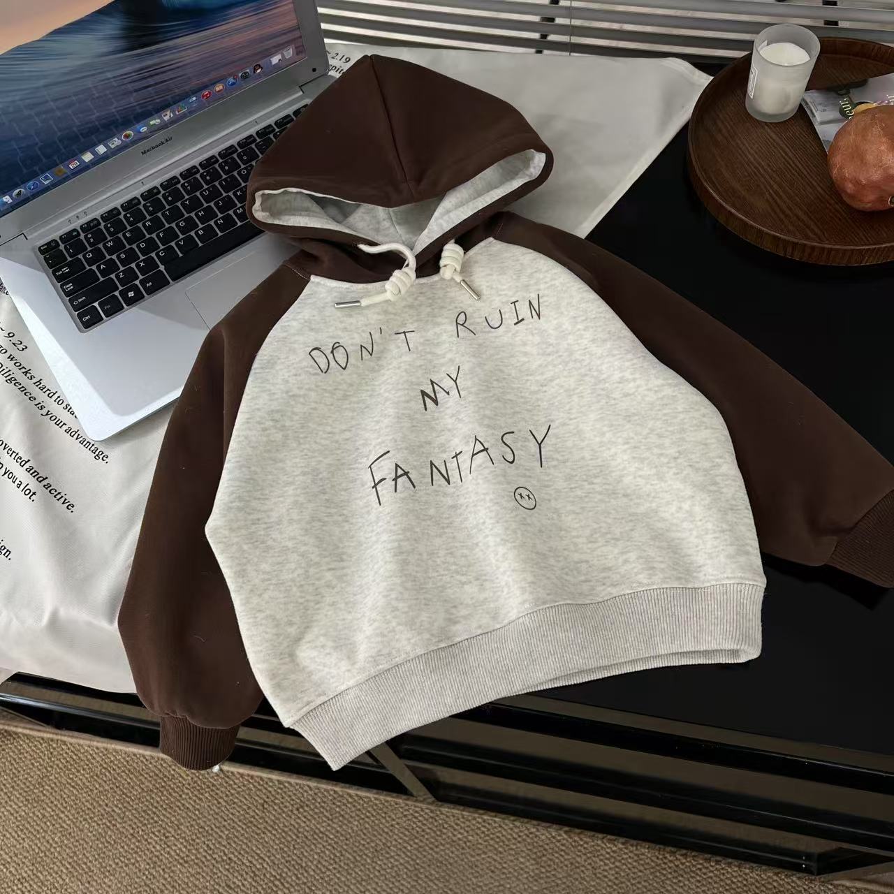 秋冬新款儿童加绒加厚卫衣百搭时尚韩系30338咖色卫衣