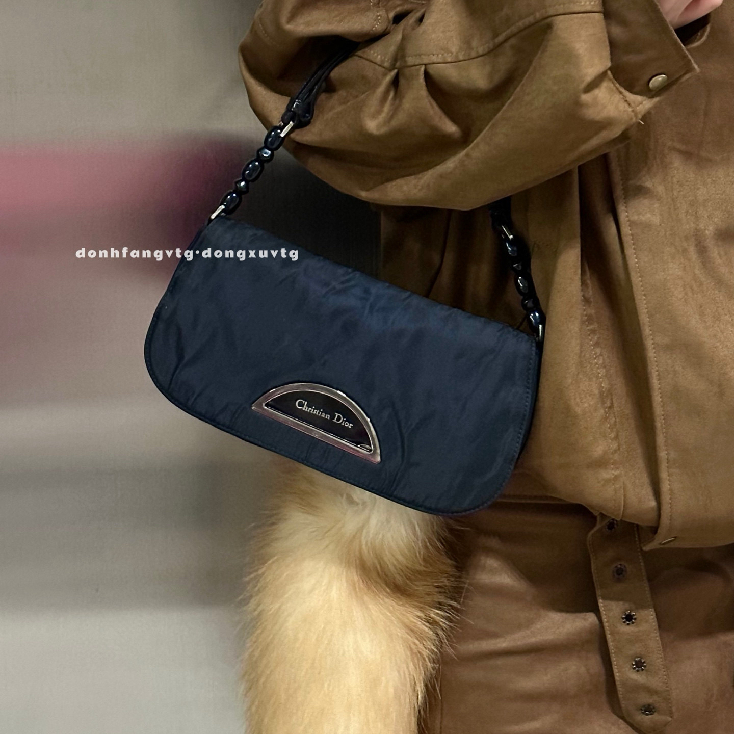 95新 DIOR/迪奥 dior 黑色中古月牙单肩包