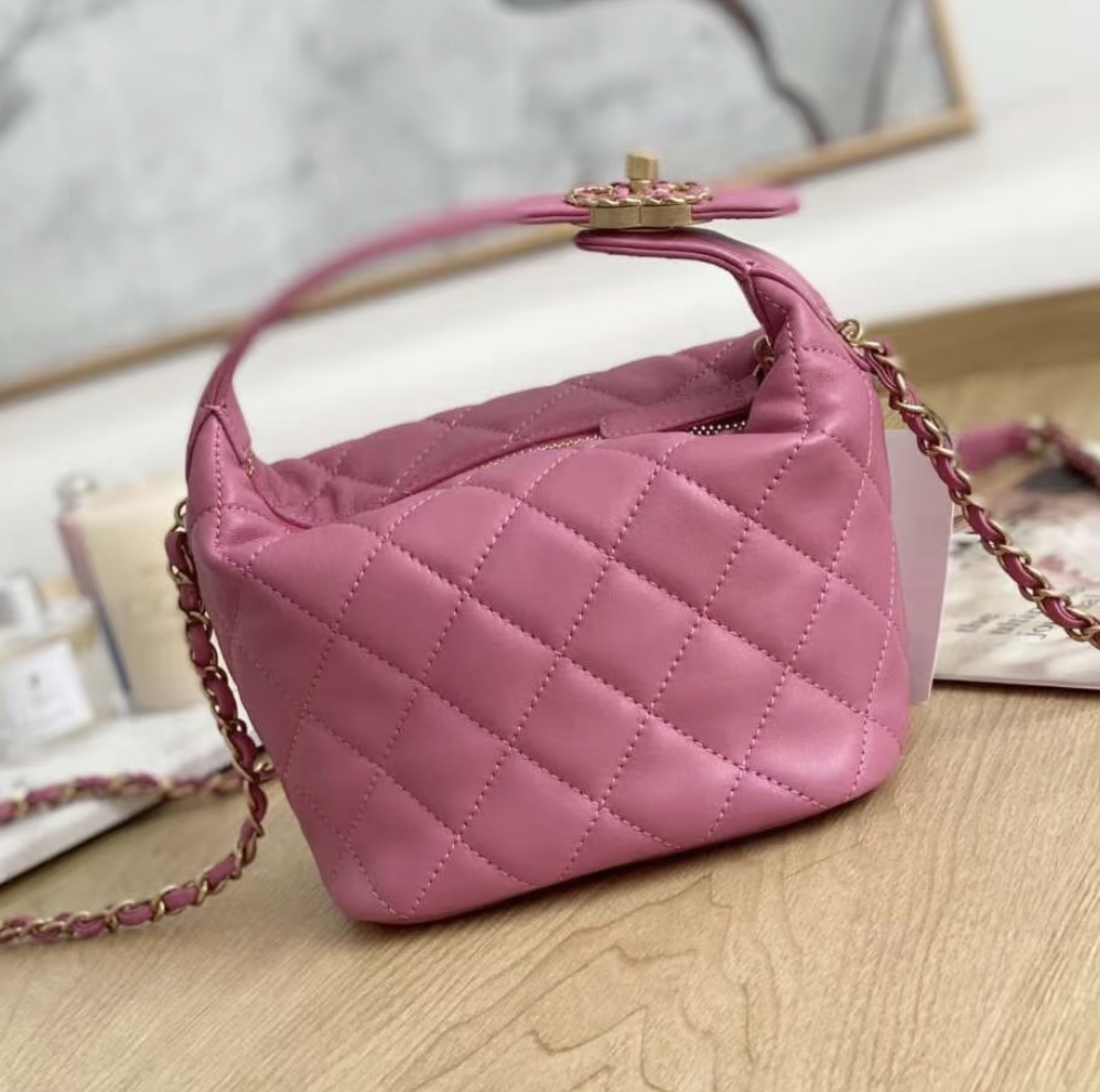 95新 Chanel/香奈儿 苏州包展/粉色饭盒hobo包/成色直播间为准