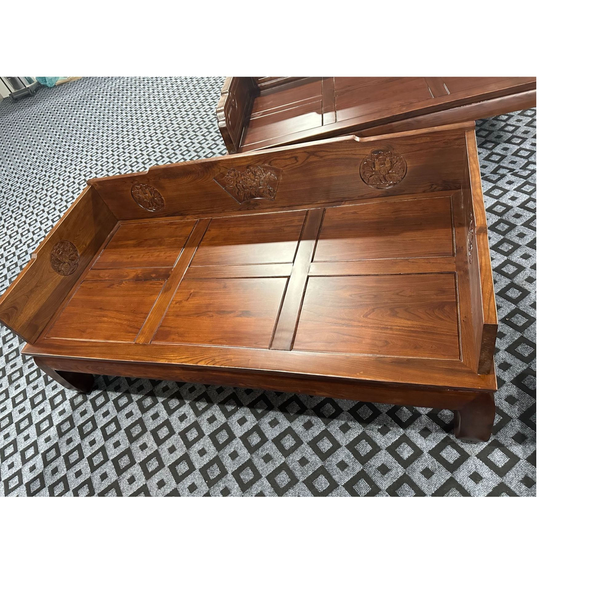 小圆花罗汉床客厅办公榆木明清古典罗汉榻