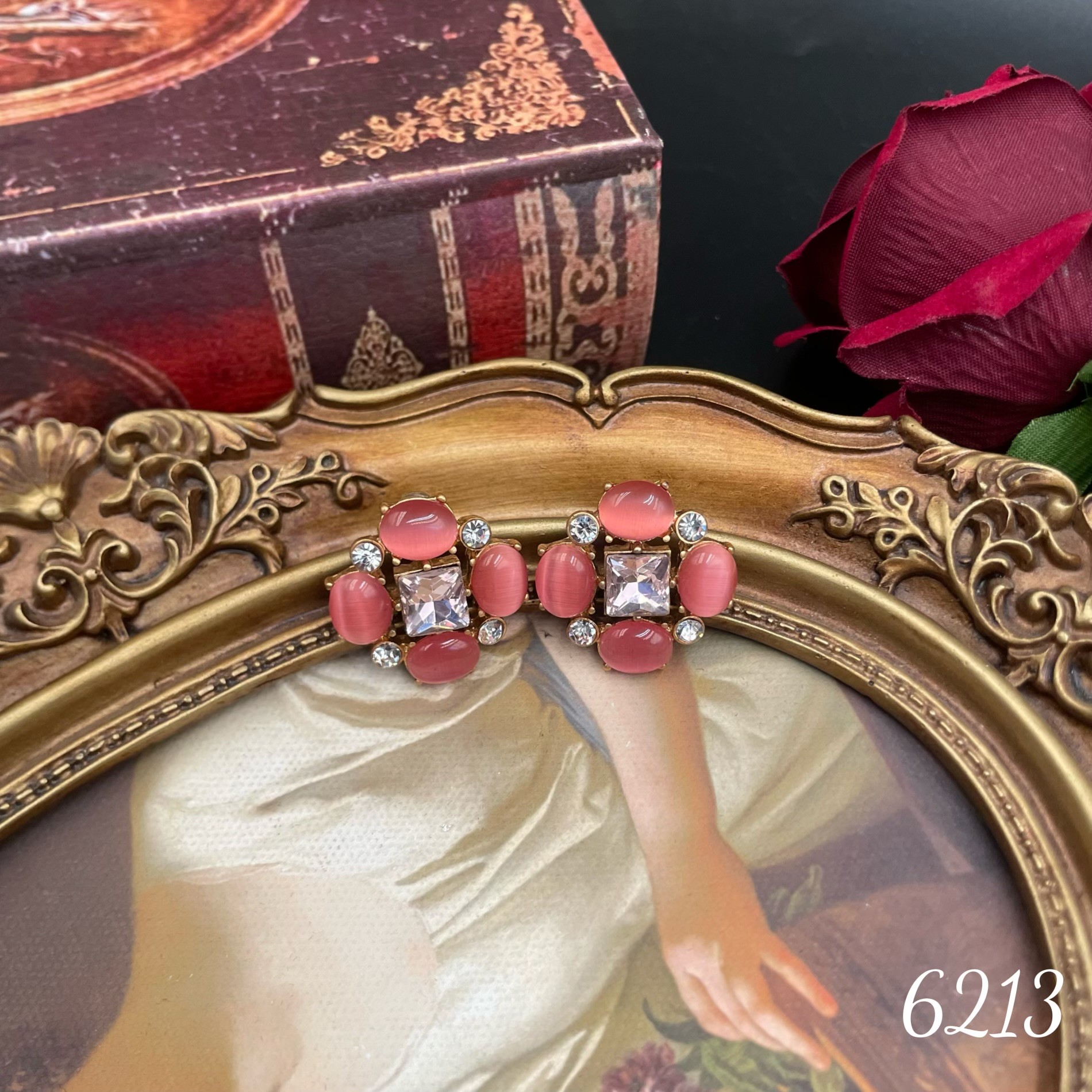 铜合金耳饰 气质精致镶嵌耳饰~6213