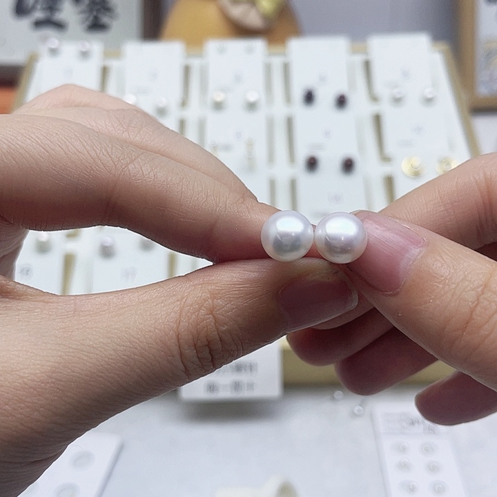 淡水珍珠耳饰银S925镶嵌叁*