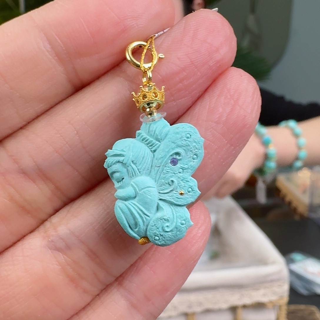 绿松石珠宝奇石18K金镶嵌