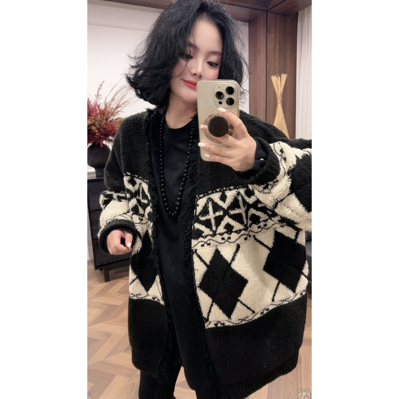 【蕾蕾专属】21508早秋款女装时尚毛衣外套慵懒复古毛边针织开衫