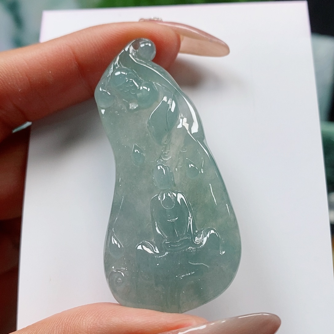 翡翠颈饰未镶嵌缅甸天然a货翡翠挂件
