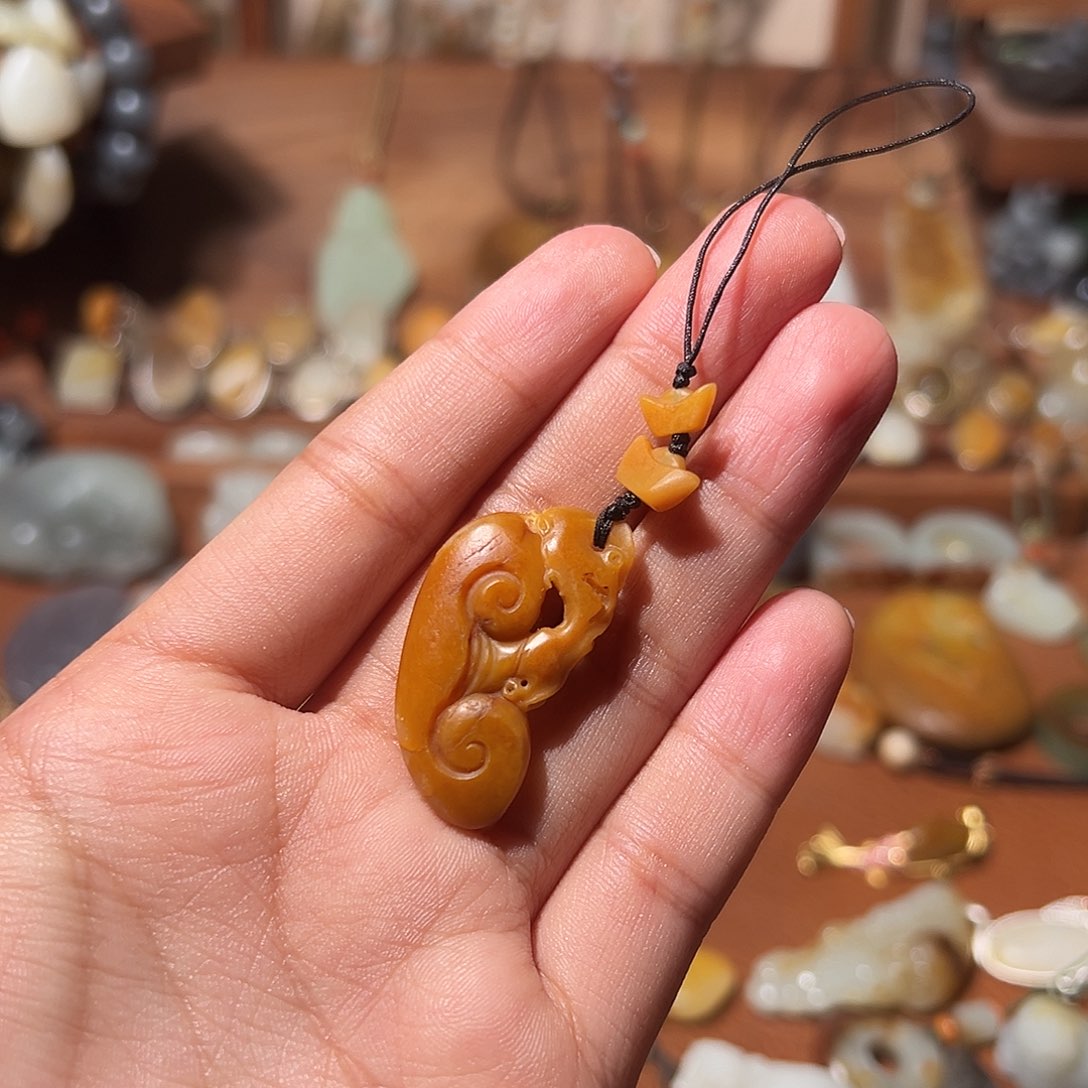 和田玉颈饰银S925镶嵌