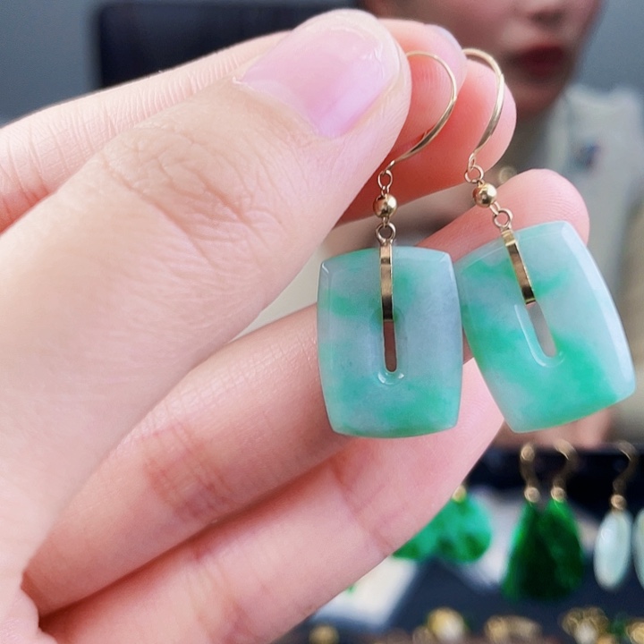 翡翠耳饰18K金镶嵌饰品