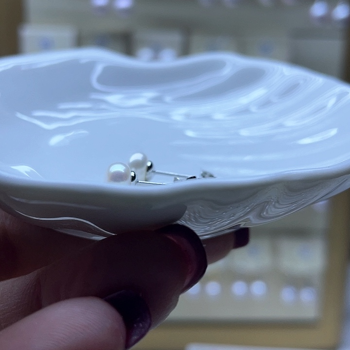 淡水珍珠耳饰银S925镶嵌