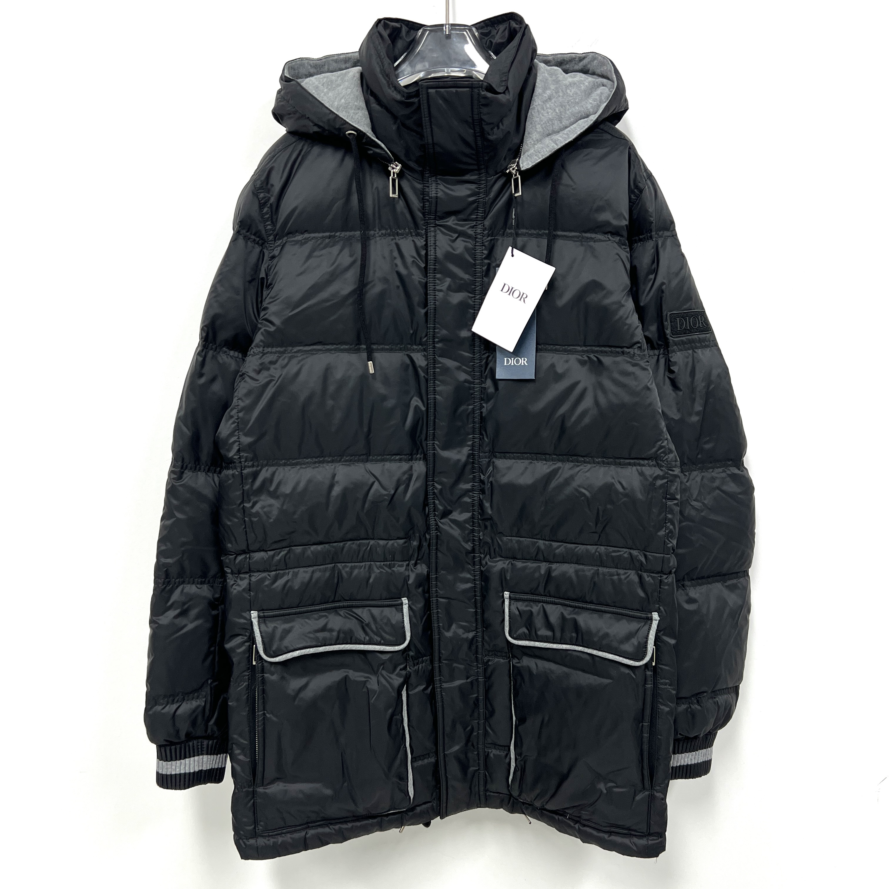 未使用 DIOR/迪奥 字母logo中长款羽绒服 帽可拆 46码/6245/     