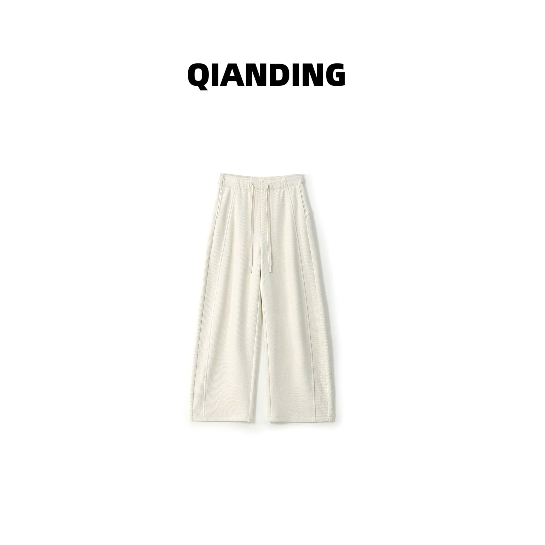 【QIANDING】【LL藏肉加绒月牙裤】美利奴绵羊毛圈圈呢高腰裤子F202